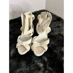 Tania Spinelli Womens Tan Leather Strappy Ankle Zip High Heel Shoes Size 38.5 8